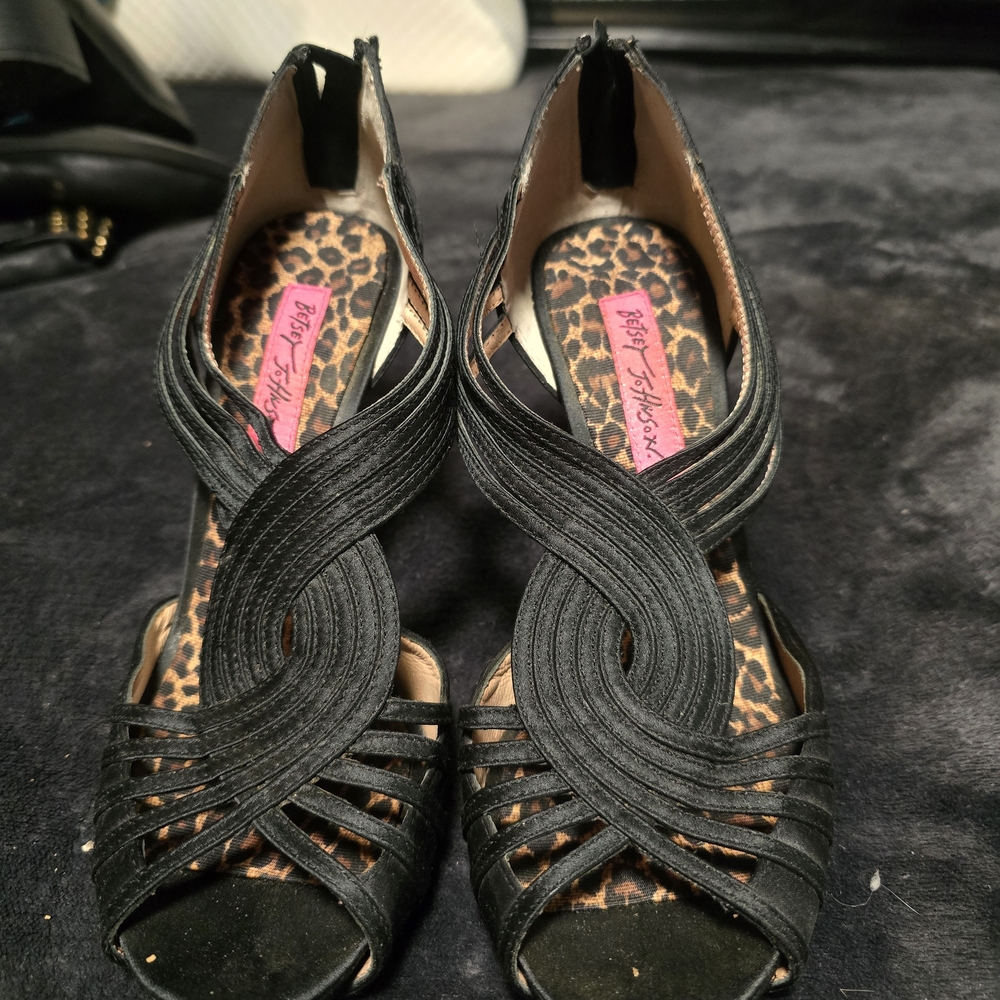 Betsey Johnson Black Strappy Heels